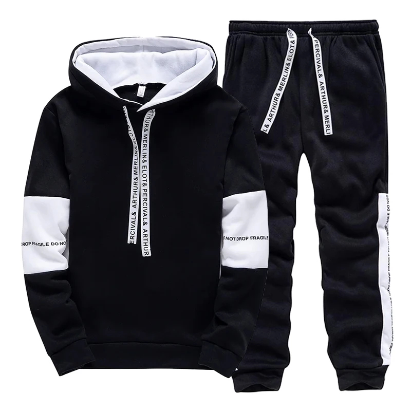 Winter Clothing Men - Conjunto de Moletom Masculino Preto e