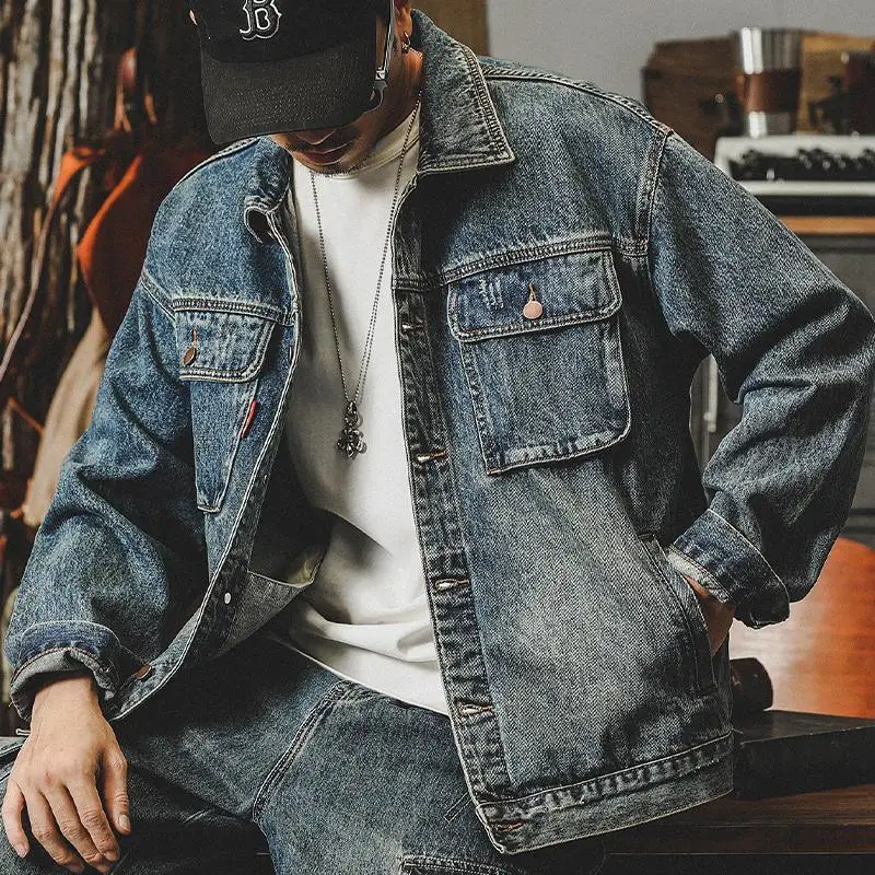 Winter Clothing Men Style - Moda solta denim jaquetas homem carga