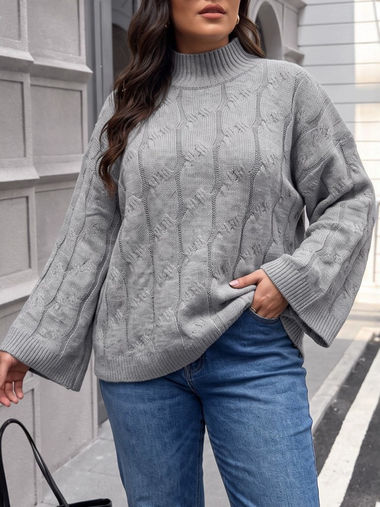 Winter Clothing Plus Size - Suéter Feminino Plus Size Casual de