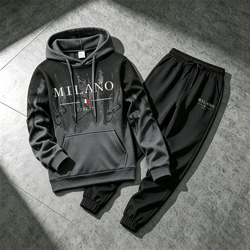 Winter Clothing Men - Conjunto de Moletom Masculino com Estampa