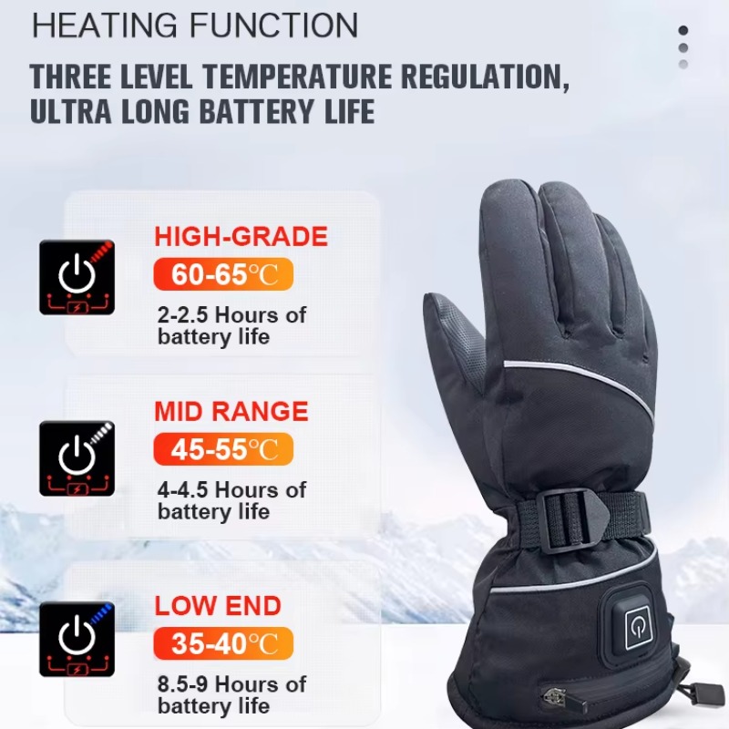 Heated Gloves Electric - Snowboard touchscreen calor inverno quente aquecimento