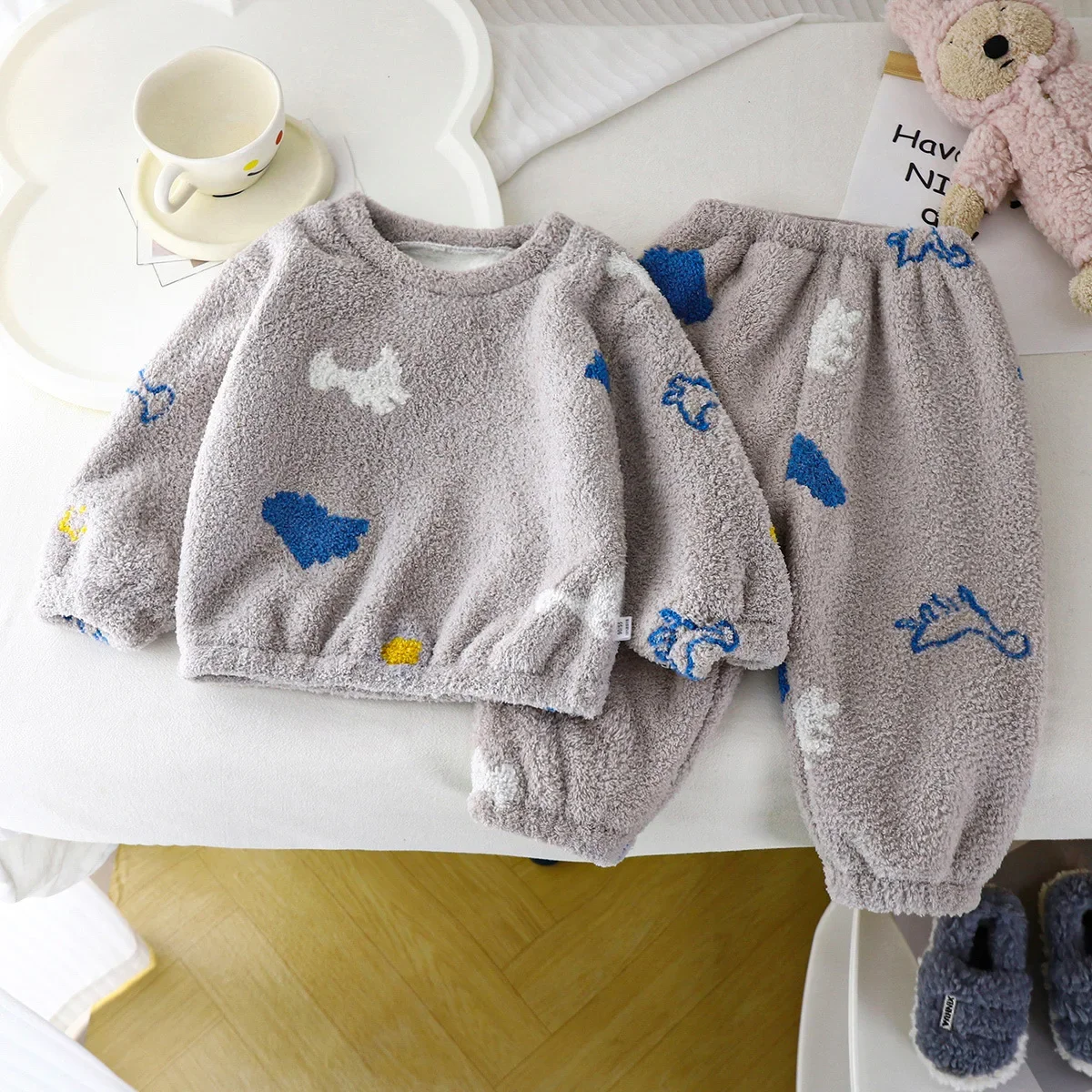 Winter Clothing Baby Girl - Pijama grosso de lã quente infantil,