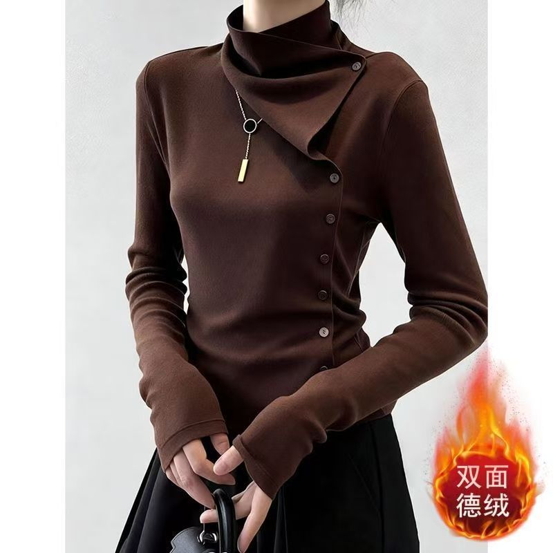 Winter Clothing Trends For Women - Botão irregular retalhos tendência t camisas