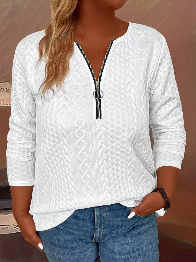 Winter Clothing Trends For Women - Camiseta de meia zíper feminina, manga