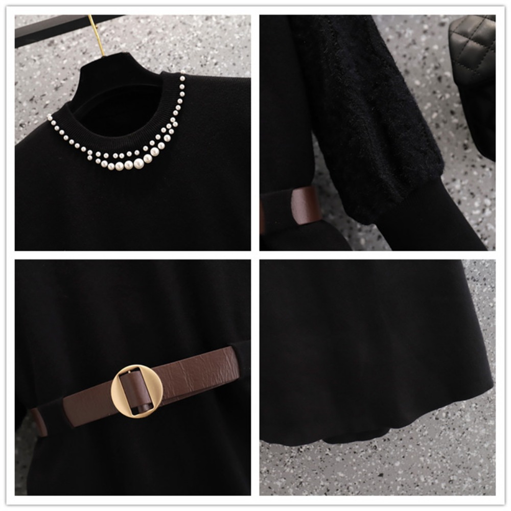 Casual elegante beading malha  - Winter Clothing Plus Size avaliação e preço
