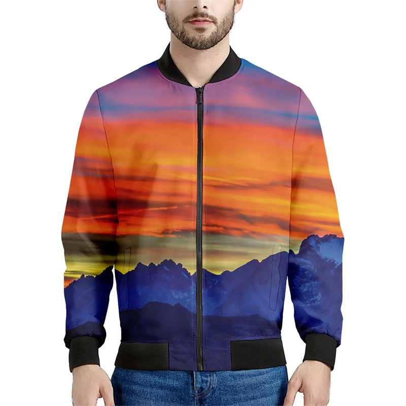 Montanha 3D Impresso Jaquetas  - Quality Winter Clothing Bomber Jacket avaliação e preço