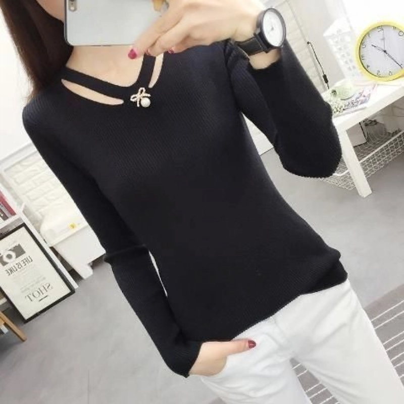 V pescoço tricô fino simplicid - Winter Clothing Trends For Women avaliação e preço