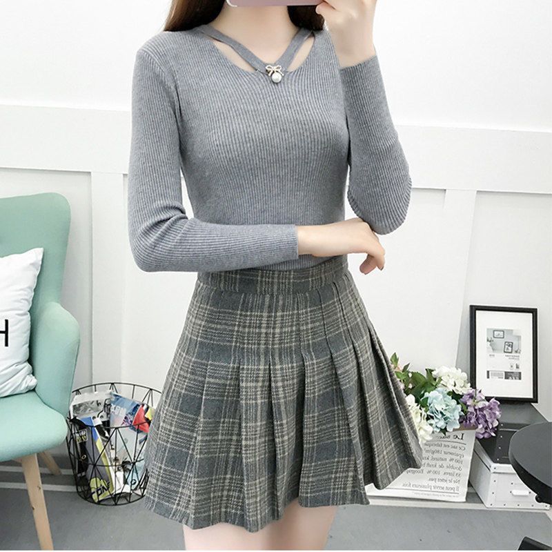 V pescoço tricô fino simplicid - Winter Clothing Trends For Women avaliação e preço