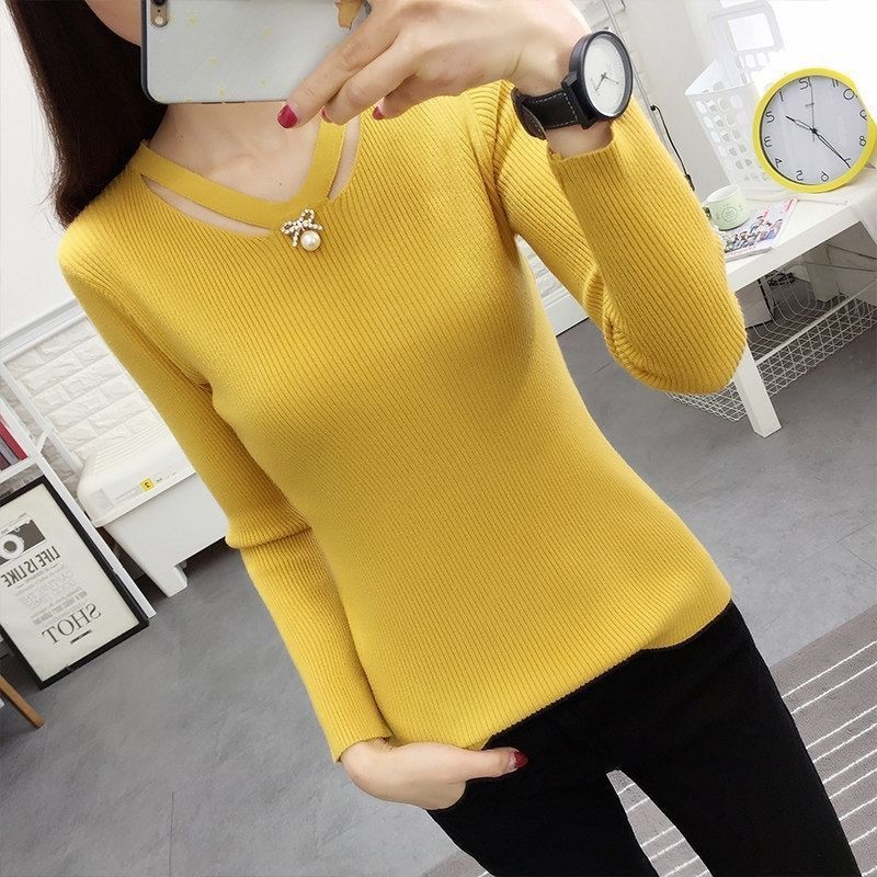 V pescoço tricô fino simplicid - Winter Clothing Trends For Women avaliação e preço